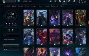 Unranked com TODOS os champs e 170 Skins + Rammus Rei