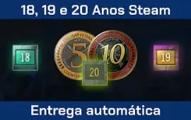 Conta Steam 19 Anos de Serviço Moedas de 5 e 10 anos