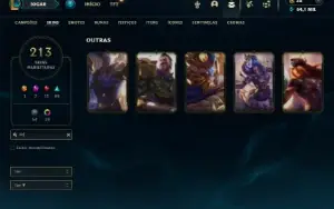 Prata 3 com TODOS os champs e 213 Skins ( MAIN SUP )