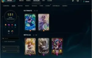 Lvl 184 / All Champ / 181 Skins / 50k Essência / 53 Emotes /