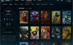 Lvl 184 / All Champ / 181 Skins / 50k Essência / 53 Emotes /