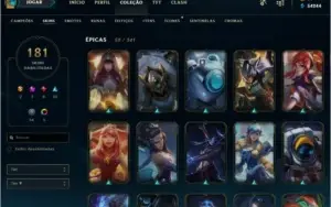 Lvl 184 / All Champ / 181 Skins / 50k Essência / 53 Emotes /