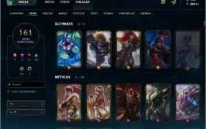 Conta LoL Prata II 161 skins 62 pnts de Prestigio