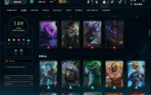 Unranked com TODOS os champs e 149 Skins ( MAIN ADC )