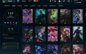 Unranked com TODOS os champs e 149 Skins ( MAIN ADC )