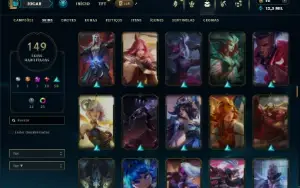 Unranked com TODOS os champs e 149 Skins ( MAIN ADC )