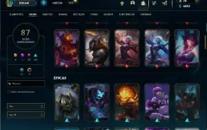 Unranked com 130 Champs e 87 Skins + 520k de Morgana