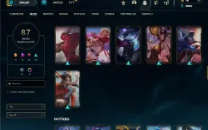 Unranked com 130 Champs e 87 Skins + 520k de Morgana