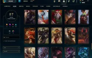 Unranked com 130 Champs e 87 Skins + 520k de Morgana