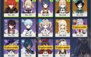 Genshin Impact - AR 40 - Diluc + Venti + Jean + Arma 5*
