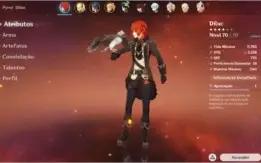 Genshin Impact - AR 40 - Diluc + Venti + Jean + Arma 5*