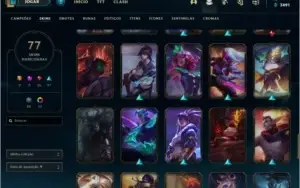 Conta de lol gold 4, 77 skins nível 312