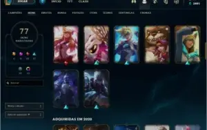 Conta de lol gold 4, 77 skins nível 312