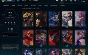 Conta de lol gold 4, 77 skins nível 312