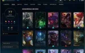 Conta de lol gold 4, 77 skins nível 312