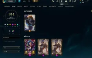 Bronze 3 com TODOS os Champs e 194 Skins ( MID / JG / ADC )