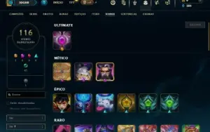 Mestre com 100 Champs e 35 Skins  ( 39 PDL )