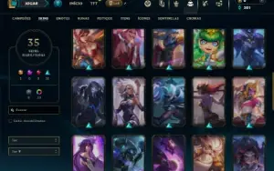 Mestre com 100 Champs e 35 Skins  ( 39 PDL )