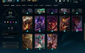 Platina 2 com 65 Champs e 26 Skins + 3 Vitoriosas