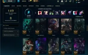 Platina 2 com 65 Champs e 26 Skins + 3 Vitoriosas