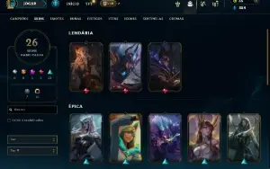Platina 2 com 65 Champs e 26 Skins + 3 Vitoriosas