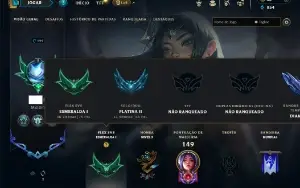 Platina 2 com 65 Champs e 26 Skins + 3 Vitoriosas