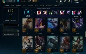 Platina 2 com 65 Champs e 26 Skins + 3 Vitoriosas
