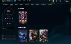 Conta bronze 1 com 120 Champs e 82 Skins + 3 Vitoriosas