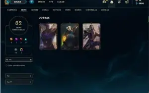 Conta bronze 1 com 120 Champs e 82 Skins + 3 Vitoriosas