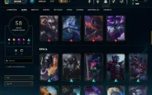 Unranked com 55 Champs e 58 Skins + 1 Prestigio