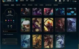 Conta Unranked com 106 Champs e 63 Skins