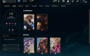 Ouro 3 com 35 Champs e 10 Skins ( 3 Vitoriosas )