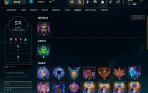 Unranked ( Ex Esmeralda ) com 45 Champs e 9 Skins