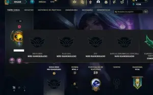 Unranked ( Ex Esmeralda ) com 45 Champs e 9 Skins