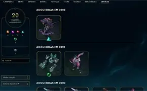 CONTA LOL D4 - 331 SKINS - 4 SKINS PRESTÍGIO - 738 RP