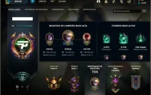 Conta ouro 4 com TODOS os champs e 292 skins (2 prestigios)