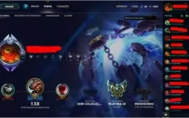 Conta no LoL Platina 3 Borda Diamante muitas skins