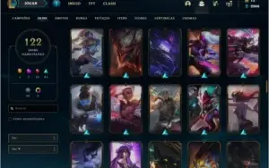 Conta prata 3 com 122 skins e 86 champs