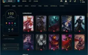 Conta prata 3 com 122 skins e 86 champs