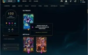 Conta prata 3 com 122 skins e 86 champs