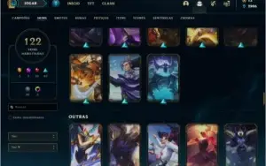 Conta prata 3 com 122 skins e 86 champs