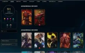 CONTA LOL LVL 282, 91 SKINS, D3 S10 , 83 champs.