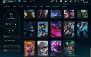 Bronze 4 com 80 Champs e 35 Skins + 2 Fragmentos