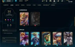 Bronze 4 com 80 Champs e 35 Skins + 2 Fragmentos