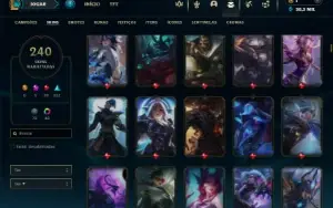 Platina 1 com TODOS os champs e 240 Skins ( MID / JG / ADC )