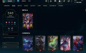 Platina 1 com TODOS os champs e 240 Skins ( MID / JG / ADC )
