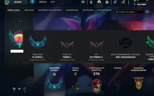 Platina 1 com TODOS os champs e 240 Skins ( MID / JG / ADC )