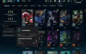 Platina 1 com TODOS os champs e 240 Skins ( MID / JG / ADC )