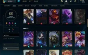Conta prata 2 com 55 skins e 75 champs 225k de Thresh