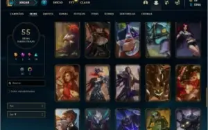 Conta prata 2 com 55 skins e 75 champs 225k de Thresh